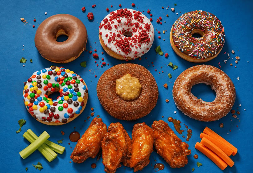 Donuts and chicken sandwich