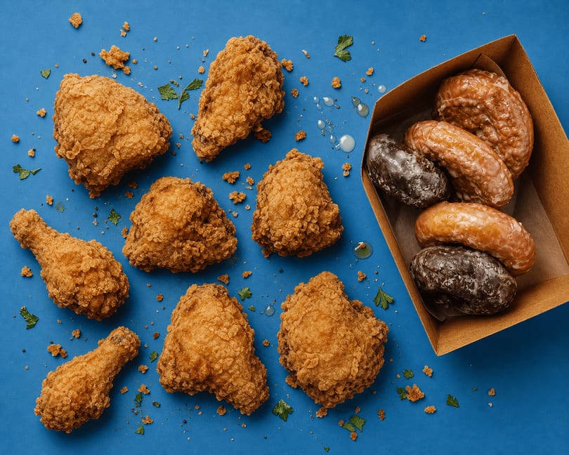 Specialty donuts and golden chicken