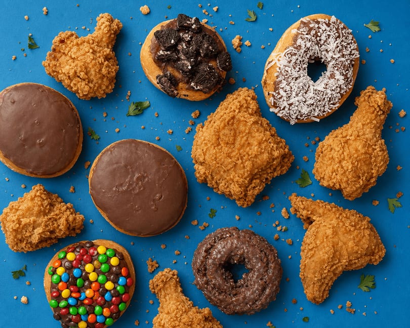 Donut variety box and chicken wings